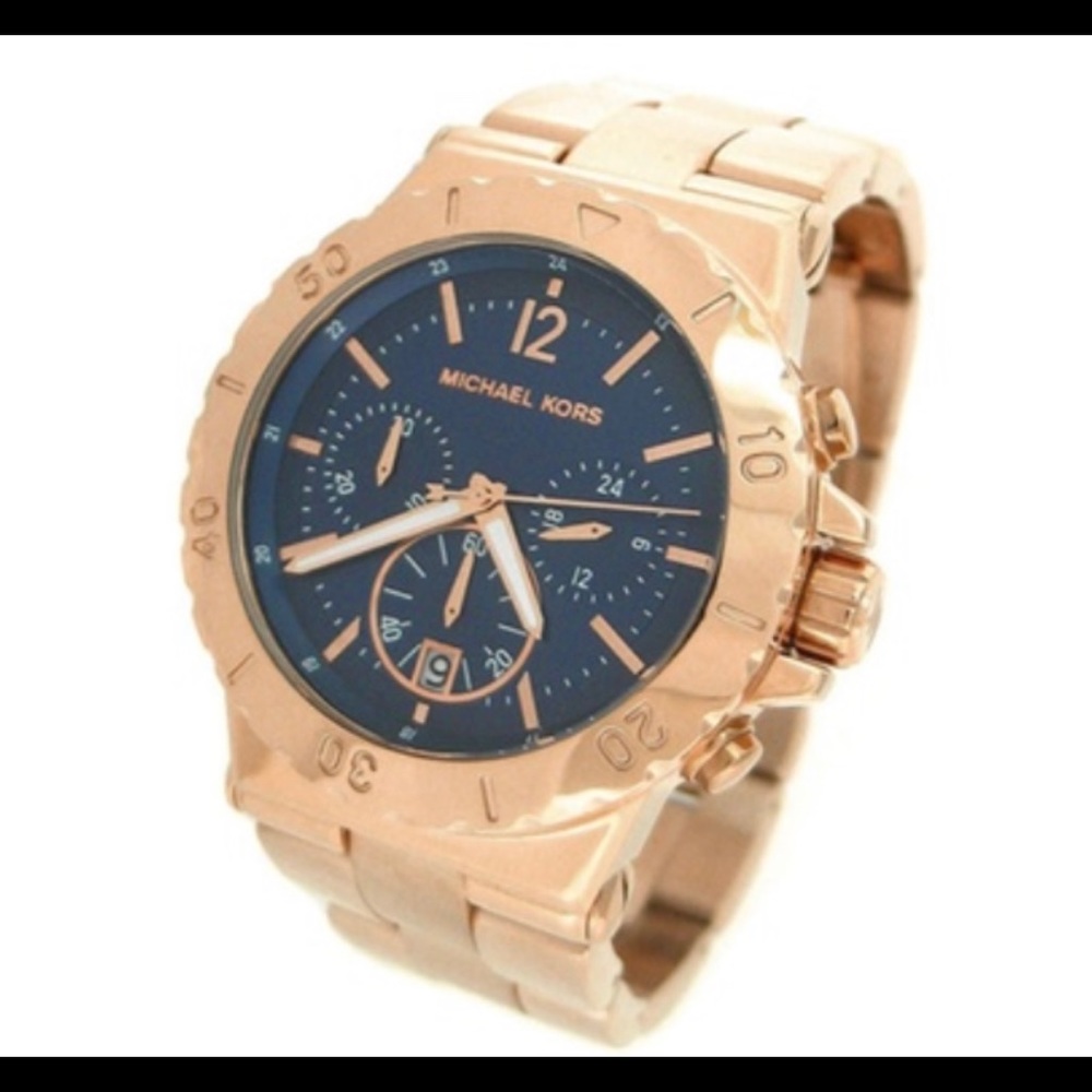 Gold and navy blue face unisex Michael Kors watch